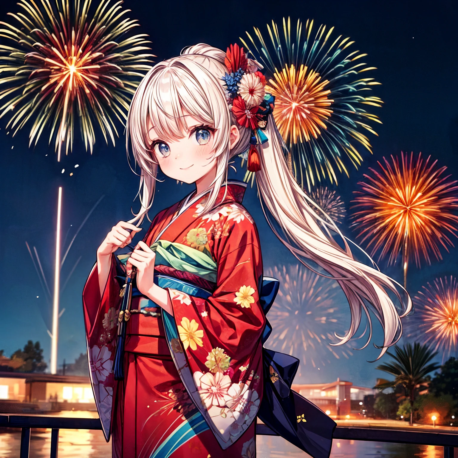 (masterpiece,ultra-detailed,best quality,8K,illustration,shaved:1.2),(petite girl:1.0) <lora:add_detail:1.5>,  <lora:fireworks:0.6> hanabi,kimono,,smile,cowboy shot <lora:unhorny_v01:1>
