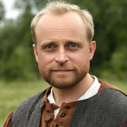 Piotr Adamczyk as a peasant in the medieval times, portrait, closeup