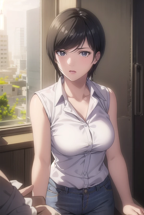 (((masterpiece))),fuyumi itadori, Anime girl characters, 1girl, solo, looking at viewer, medium hair long sleeves, cleavage, bigger breasts, closed mouth, collarbone, jacket, open clothes, open jacket, blue jacket, ground vehicle, sports bra, tall girl, horny, big ass, beautiful face,Charming, anime visual of a cute girl, screenshot from the anime film, & her expression is solemn, ahegao face, in the anime film, in an anime, anime visual of a young woman, she has a cute expressive face, still from anime, perfect breasts, she is tall, All bodies visible, ahegao face, the face is ahegao, she is horny, A perverted face, she so perverted, she smile so perverted, hd picture, 4k quality, details of the face is so good,bigger breasts,she is tall, the face are so details, like anime boku no hero academia, she is tall, Standing pose,All bodies visible,