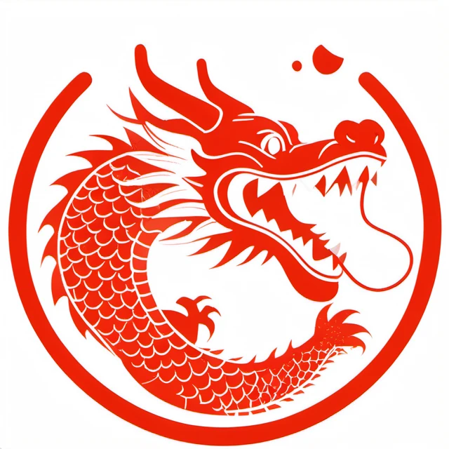 dragon pattern, flat, open mouth, white background, monochrome, no humans, fangs, red theme, circle, eastern dragon,<lora:lbc_Dragon_pattern_XL-ts:0.8>,
