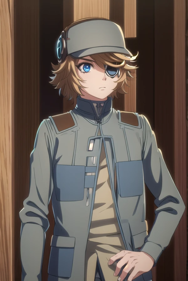 akudamahacker, <lora:akudama hacker s1-lora-nochekaiser:1>,
hacker, blue eyes, brown hair, male focus, (eyepatch:1.5),
BREAK shirt, hat, jacket, pants, brown pants, green jacket,
BREAK outdoors, city,
BREAK looking at viewer, (cowboy shot:1.5),
BREAK <lyco:GoodHands-beta2:1>, (masterpiece:1.2), best quality, high resolution, unity 8k wallpaper, (illustration:0.8), (beautiful detailed eyes:1.6), extremely detailed face, perfect lighting, extremely detailed CG, (perfect hands, perfect anatomy),