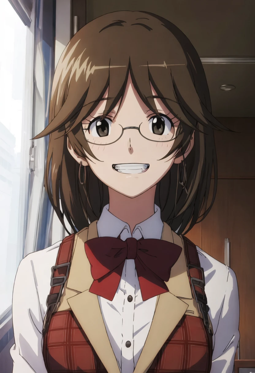 best quality, masterpiece, highres, solo, {todoroki_nene_seitokaiyakuindomo:0.90}, evil_grin, evil_smile, grin, portrait, looking at viewer