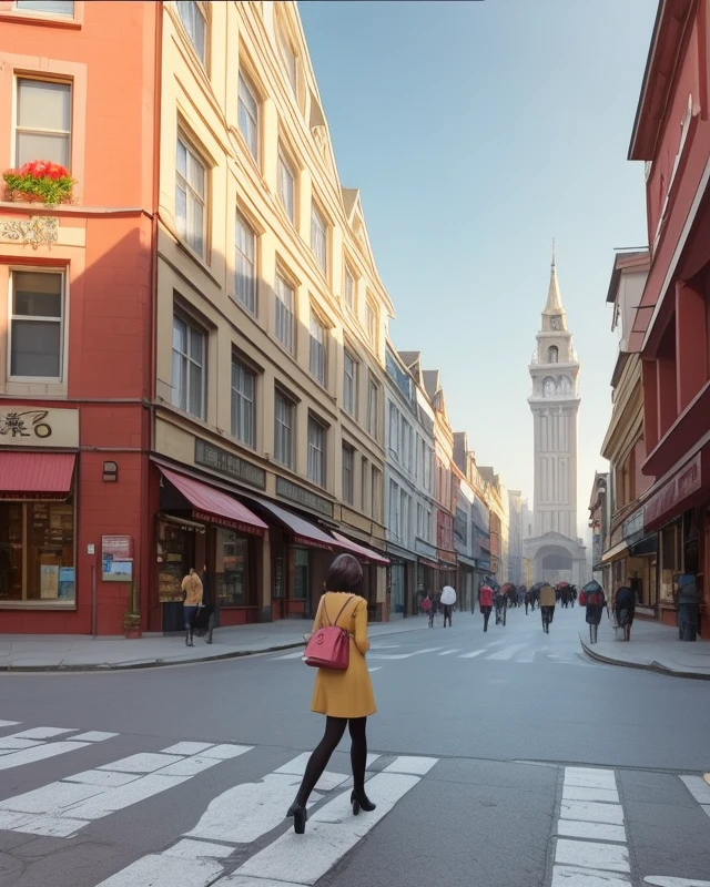 <lora:WITCH-Proba:0.7>, woman walk, city street