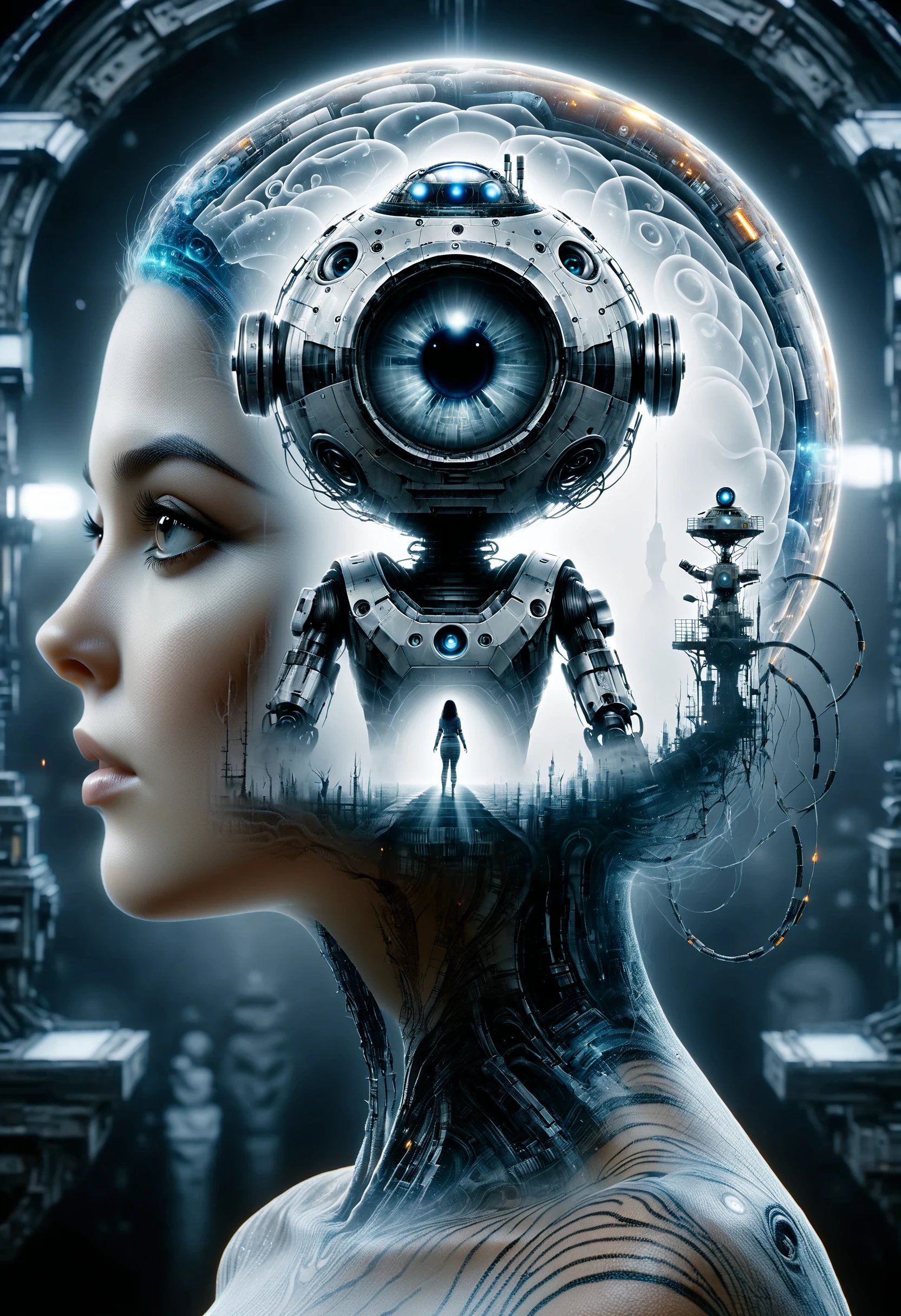 dvr-wwyt, a woman, an evil walle, double exposure <lora:dvr-wwyt:0.8>