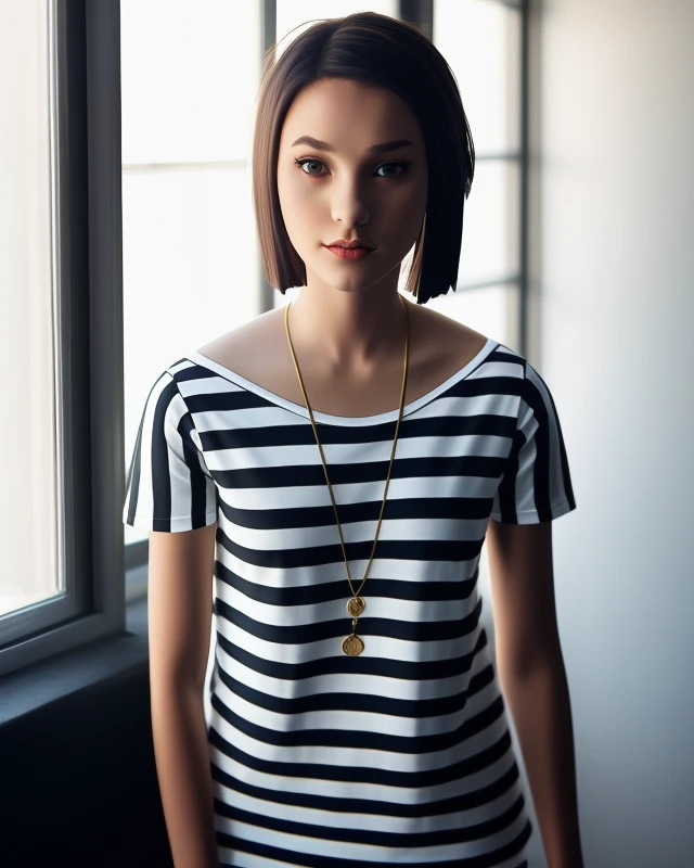 <lora:CouWagner_v2:0.7>, short hair, striped shirt, academy