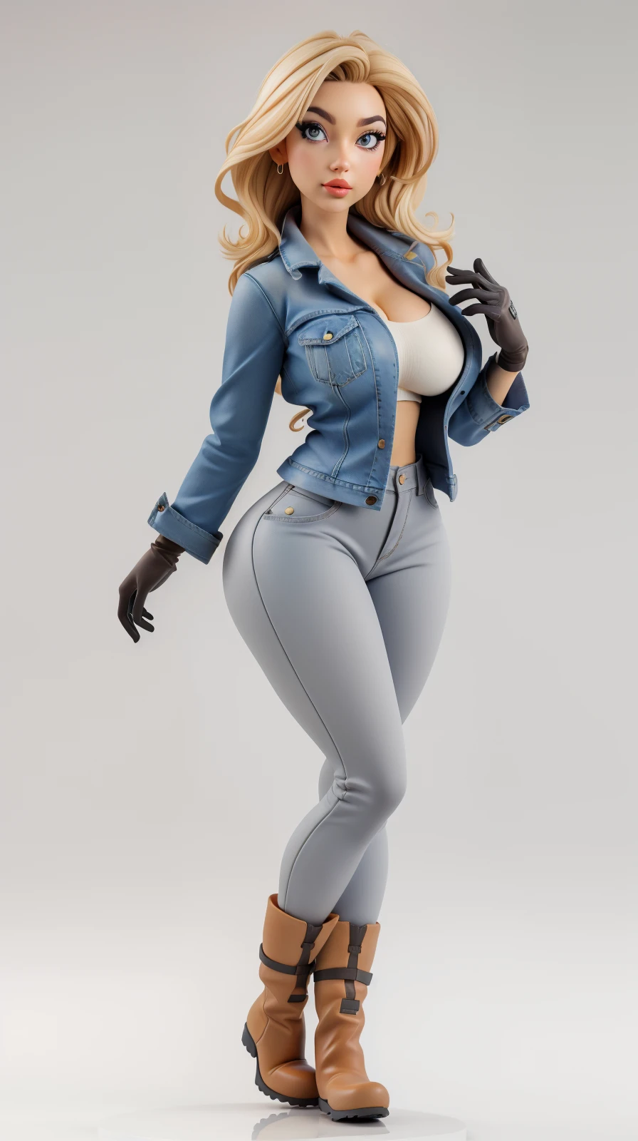 <lora:Sexy-Danish:1> blonde hair, grey eyes, full lips, snow coat, denim pants, gloves, boots, looking at viewer, perfect hands, big breast, wide hips, thick thighs, ultra realistic digital art, a 3D render, photorealism, clean scene, white background, circular base, <lora:p3r3zstyle_v3:0.4>  <lora:P2p0:0.4> <lora:Sexy-Figures:1>