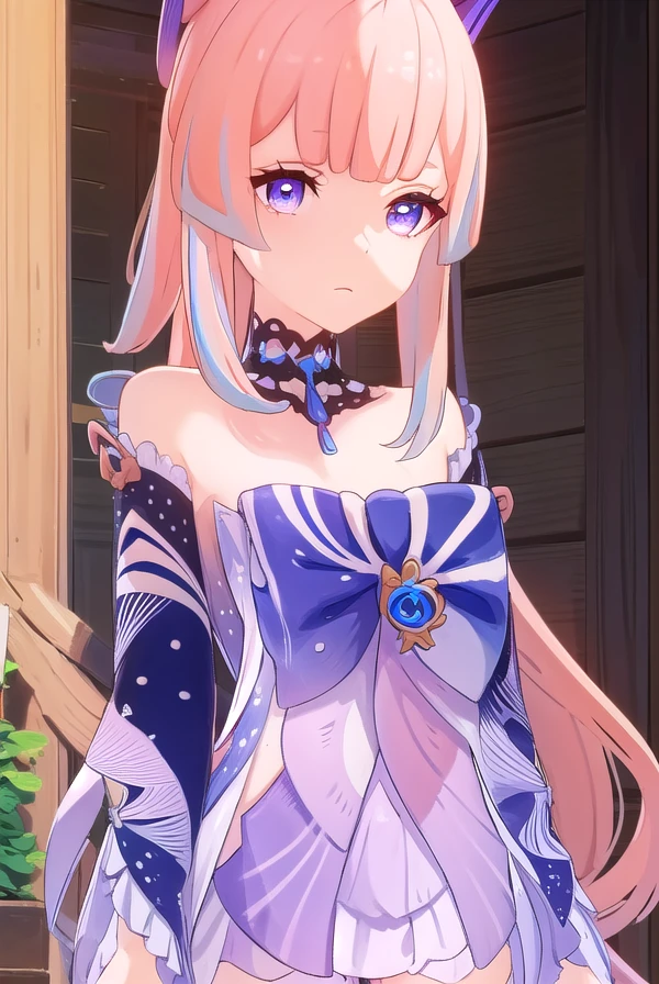 kokomisangonomiya, <lora:genshin kokomi sangonomiya ingame-lora-nochekaiser:1>,
kokomi sangonomiya, long hair, bangs, hair ornament, (purple eyes:1.1), pink hair, sidelocks, multicolored hair, blunt bangs, gradient hair, bow-shaped hair,
BREAK thighhighs, gloves, long sleeves, bow, frills, detached sleeves, shorts, white gloves, wide sleeves, bowtie, white thighhighs, frilled sleeves, vision \(genshin impact\),
BREAK outdoors,
BREAK looking at viewer, (cowboy shot:1.5),
BREAK <lyco:GoodHands-beta2:1>, (masterpiece:1.2), best quality, high resolution, unity 8k wallpaper, (illustration:0.8), (beautiful detailed eyes:1.6), extremely detailed face, perfect lighting, extremely detailed CG, (perfect hands, perfect anatomy),