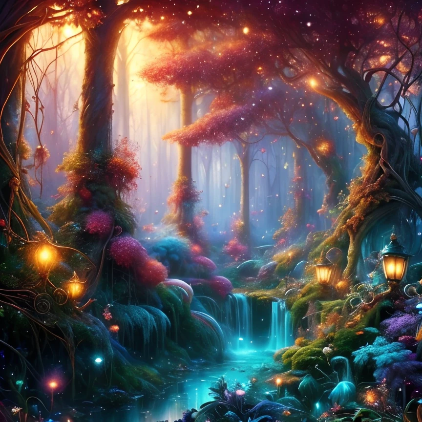(masterpiece:1.2), (best quality,:1.2), 8k, HDR, ultra detailed, ((photorealistic)), professional light, cinematic lighting, fashion photography, ambient lighting, <lora:detail_slider_v4:2>, a magical fantasy forest, feyfa, <lora:FeyAndFairies-10:1>, style-sylvamagic, epiCPhoto