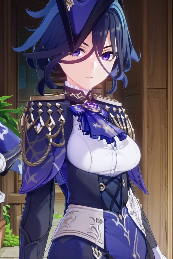 genshinclorinde, <lora:genshin clorinde ingame-lora-nochekaiser:1>,
clorinde, blue hair, (purple eyes:1.1), short hair, streaked hair,
BREAK skirt, gloves, hat, jacket, pantyhose, white gloves, blue headwear, ascot, pauldrons, brooch, corset,
BREAK outdoors,
BREAK looking at viewer, (cowboy shot:1.5),
BREAK <lyco:GoodHands-beta2:1>, (masterpiece:1.2), best quality, high resolution, unity 8k wallpaper, (illustration:0.8), (beautiful detailed eyes:1.6), extremely detailed face, perfect lighting, extremely detailed CG, (perfect hands, perfect anatomy),