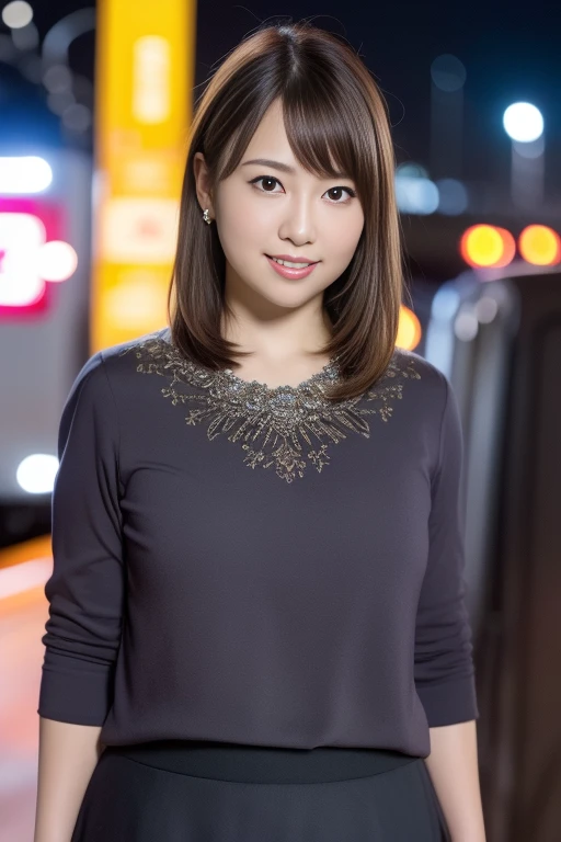 1girl,(RAW photo, best quality), (realistic, photo-realistic:1.4), masterpiece, an extremely delicate and beautiful, extremely detailed, 2k wallpaper, Amazing, finely detail, extremely detailed CG unity 8k wallpaper, ultra-detailed, highres, soft light, beautiful detailed girl, extremely detailed eyes and face, beautiful detailed nose, beautiful detailed eyes,cinematic lighting,perfect anatomy,slender body,smiling
city lights at night,at a train station in tokyo,(bokeh)
wearing blouse and skirt
<lora:fukuharakaori_lora:0.8>