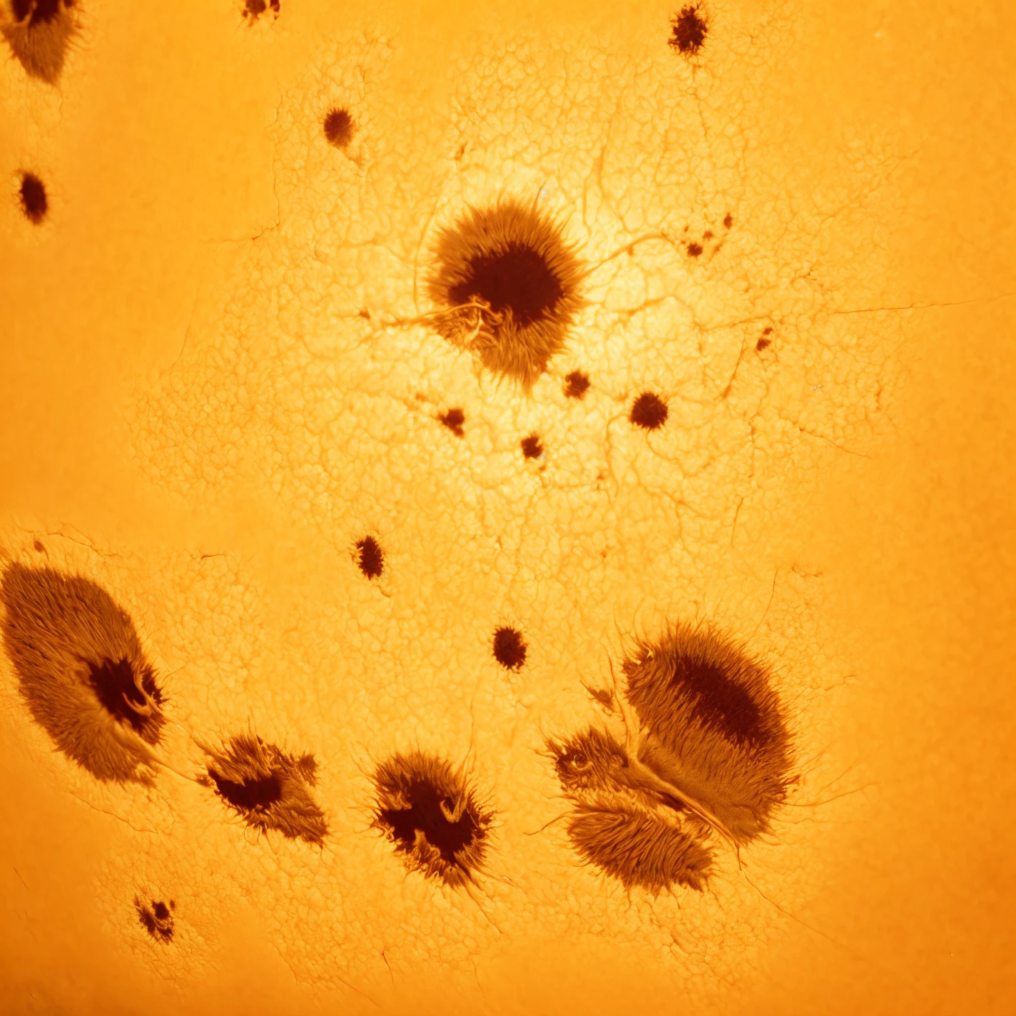 masterpiece, best quality, <lora:Sun Lora-000008:0.8>, sun, orange theme, glowing, sunspots, focus sunspots, close-up, no humans,