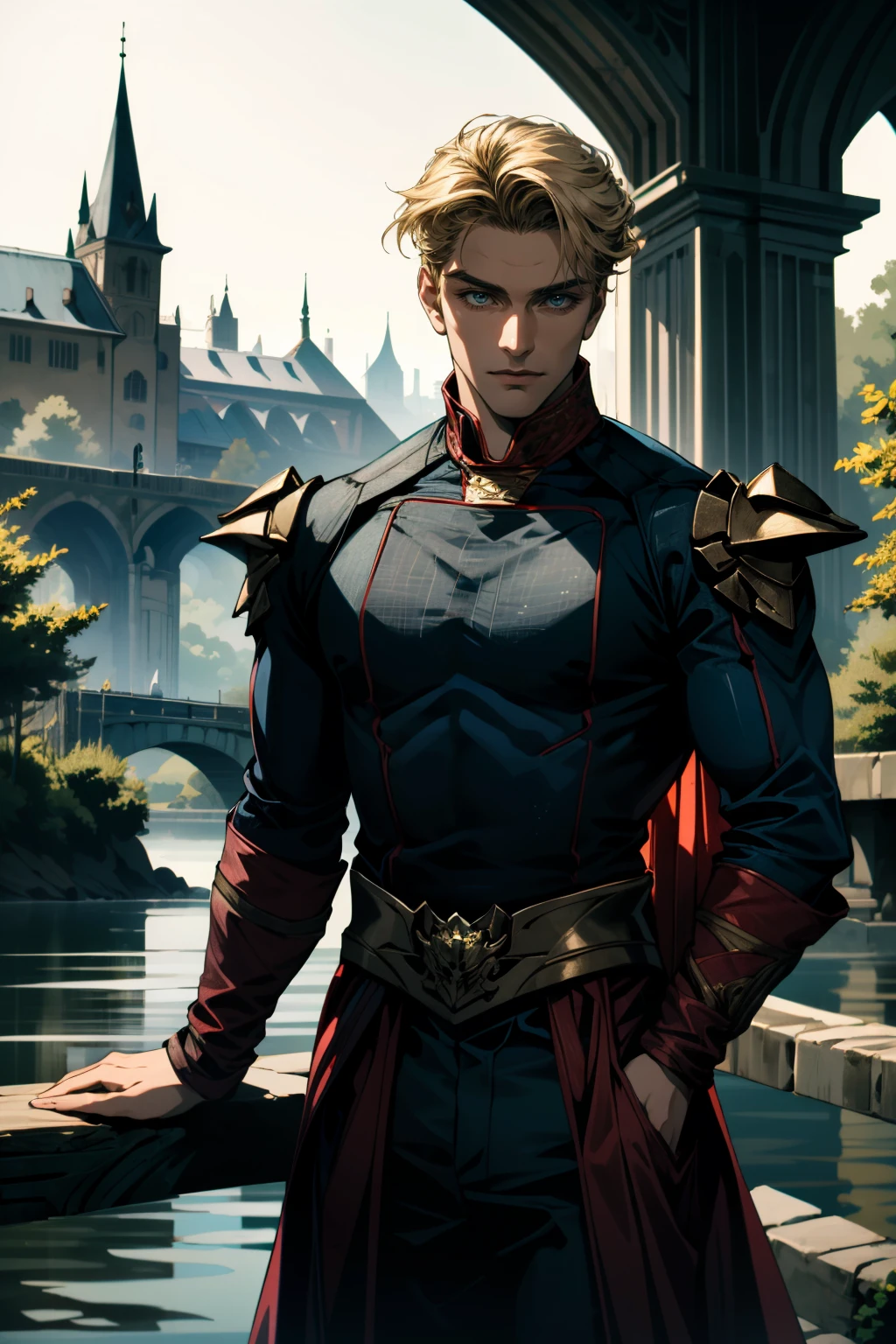 ((ultra detailed, masterpiece, absurdres))
<lora:TBHomelander:0.9>
TBHomelander,1boy, blonde hair, Romantic Bridge over a River