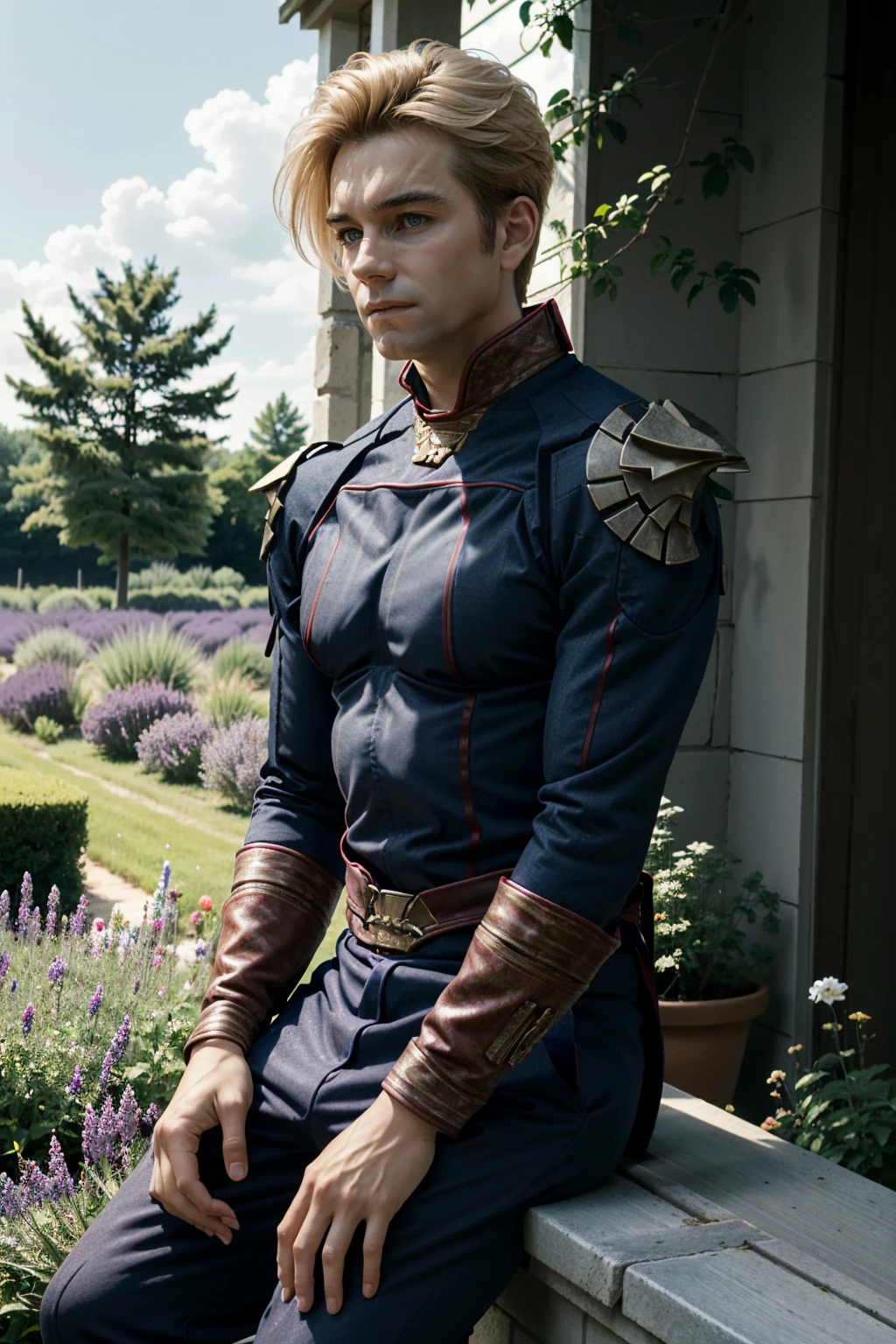 ((ultra detailed, masterpiece, absurdres))
<lora:TBHomelander:0.9>
TBHomelander,1boy, blonde hair, French Lavender Fields