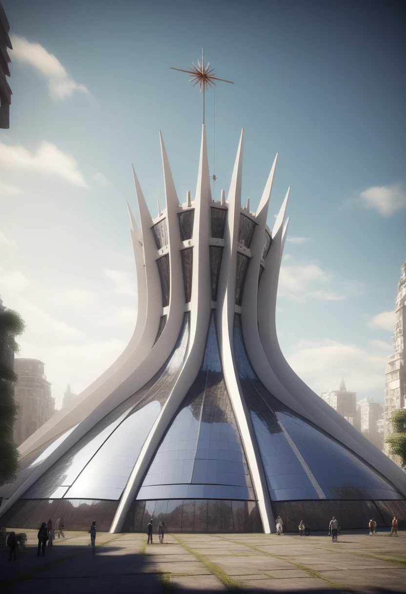 solarpunk futuristic cathedral