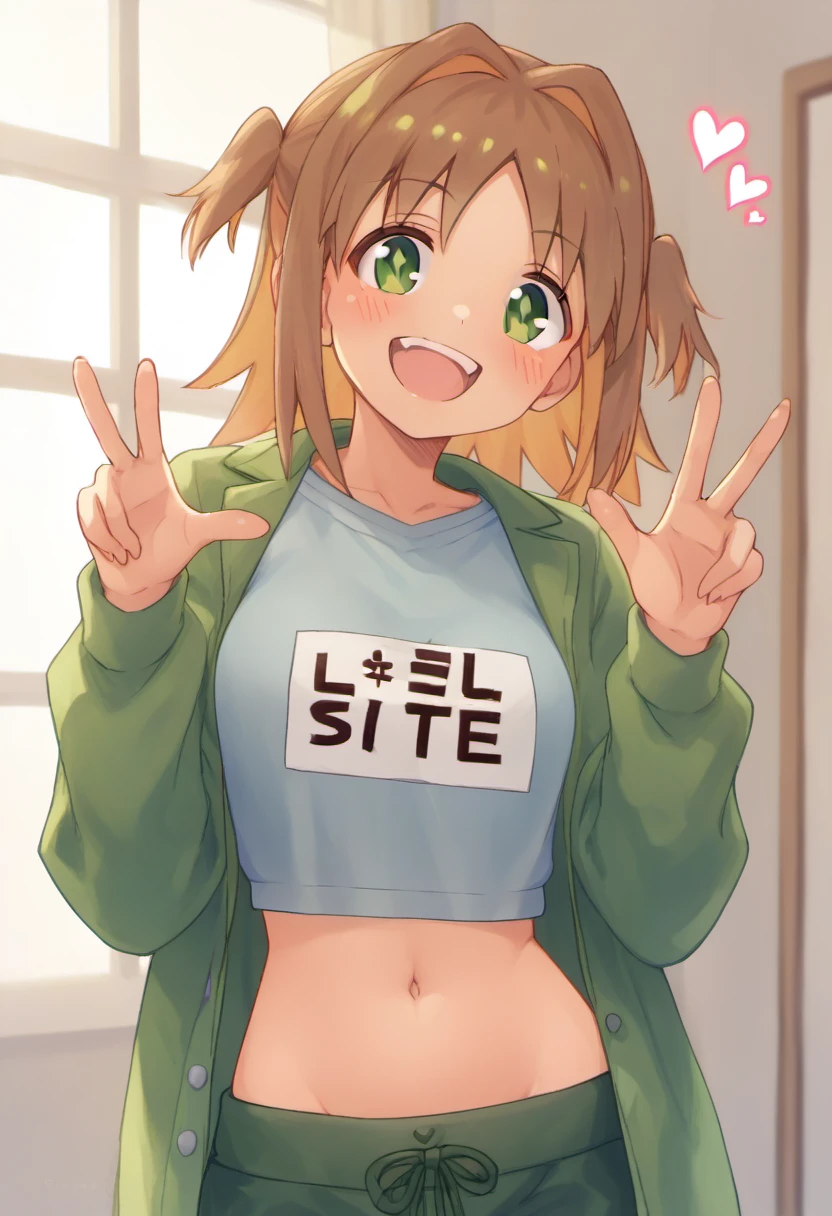 score_9, score_8_up, score_7_up, score_6_up, score_5_up, score_4_up, source_anime, BREAK
OkaAsahi, 1girl, solo, 1girl, solo, female, clothing, text, hair, breasts, clothed, blush, open mouth, looking at viewer, topwear, smile, <3, navel,
<lora:OkaAsahi_PD6XL:1>