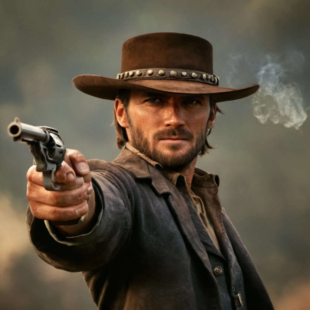 Gentleman with cowboy cap and sigar 