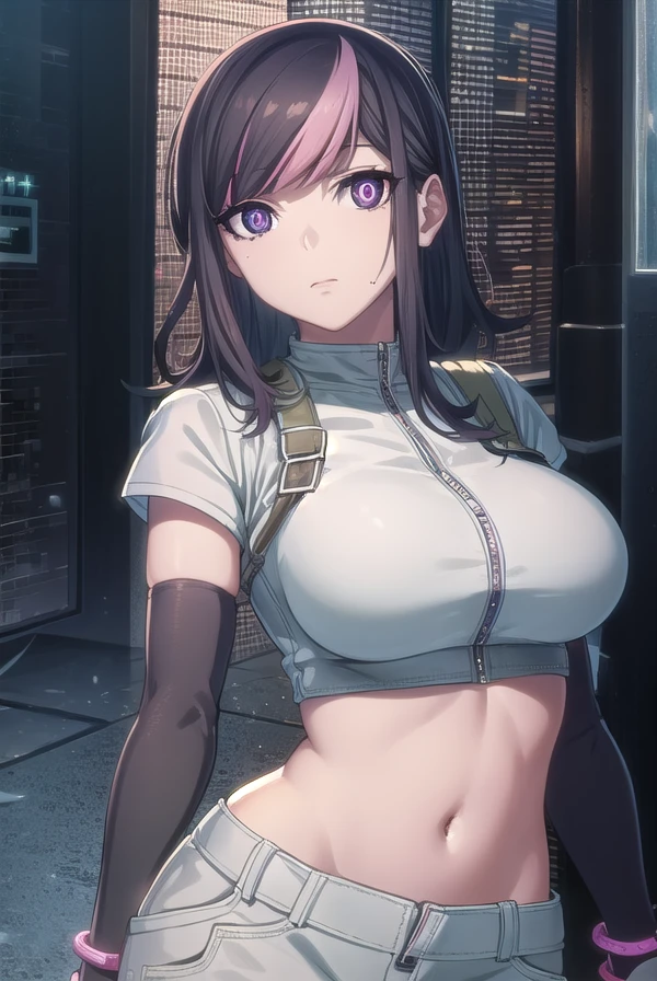 Big Tits, Are standing, The body is slim, Muscle Abs. Kuribayashi,armor、sexy、Side ponytail、Completely naked、Irritated face