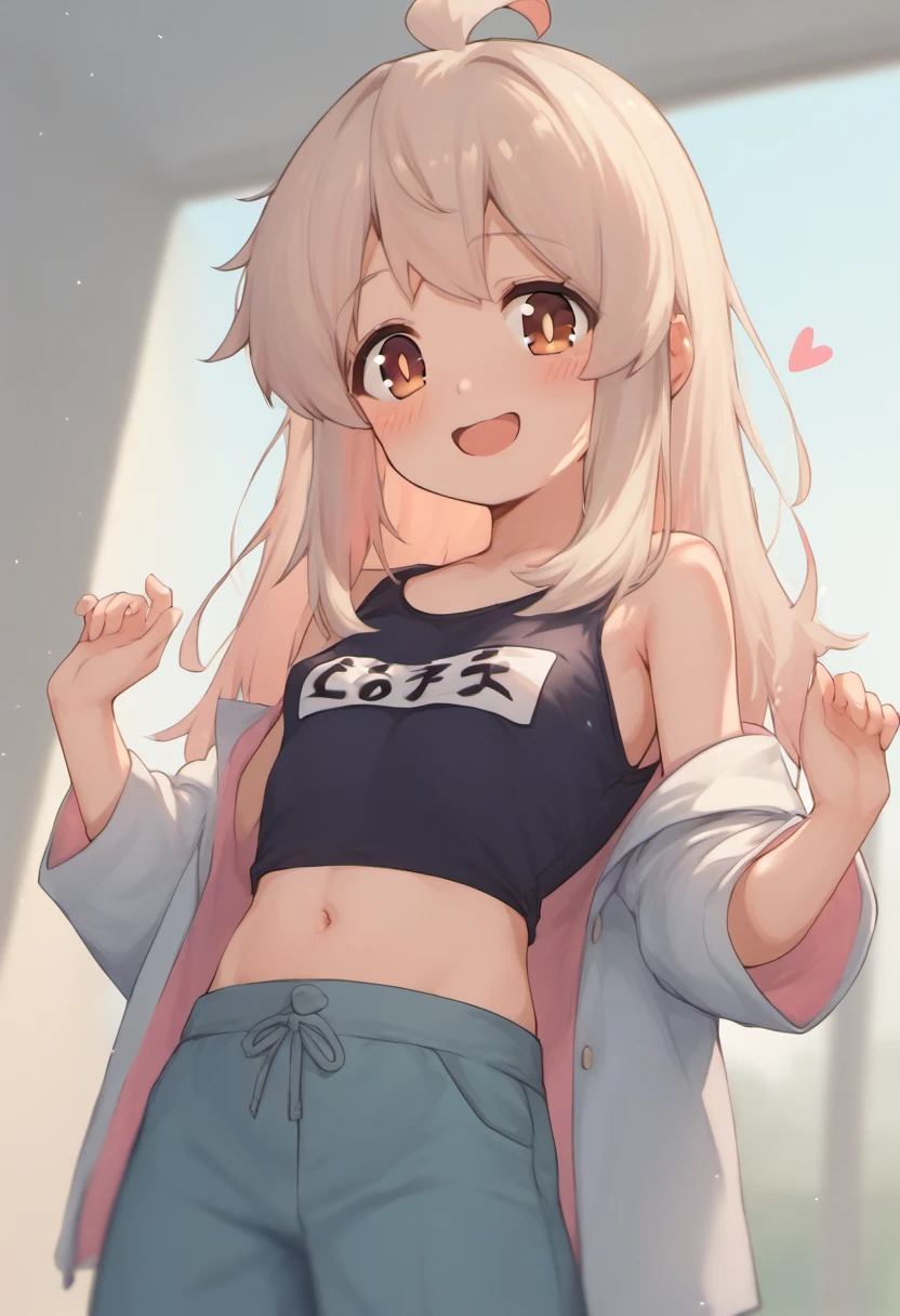 score_9, score_8_up, score_7_up, score_6_up, score_5_up, score_4_up, source_anime, BREAK
OyamaMahiro, 1girl, solo, 1girl, solo, female, clothing, text, hair, breasts, clothed, blush, open mouth, looking at viewer, topwear, smile, <3, navel,
<lora:OyamaMahiro_PD6XL:1>