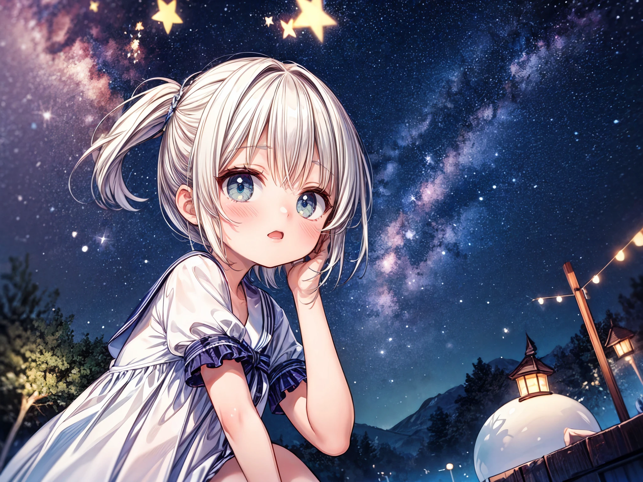 (masterpiece,ultra-detailed,best quality,8K,illustration,shaved:1.2),(petite girl:1.0) <lora:add_detail:1.5> ,  <lora:hoshizora:1> hoshizora,starry sky