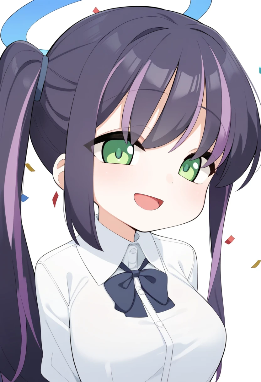1girl, blue archive, solo, shortstack, long hair, wavy hair, purple ...