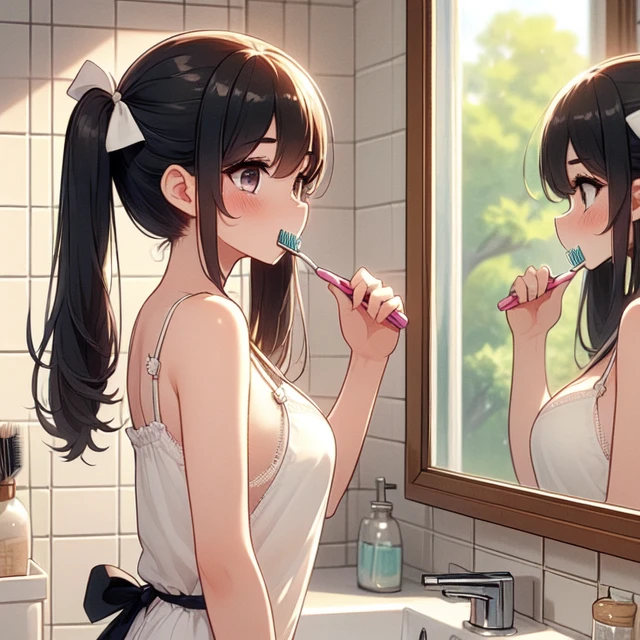 girl like brush teeth