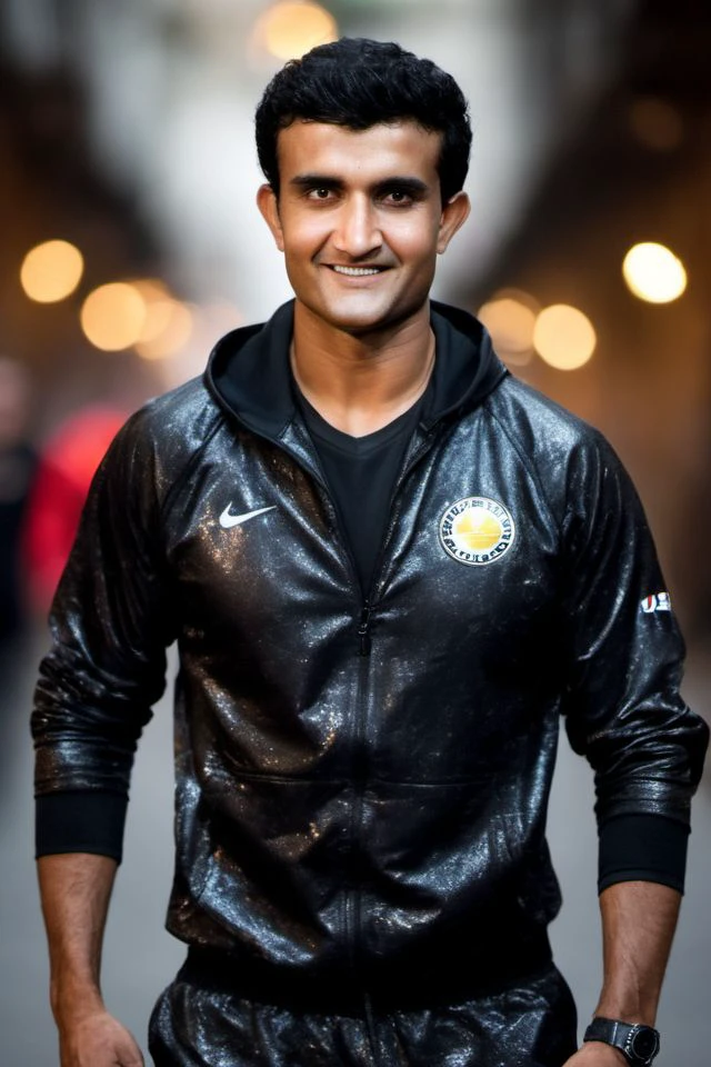 Karan Soni a man <lora:Sourav-Ganguly_Karan-Soni:0.8>, realistic photo in a worn ((skin-revealing skimpy erotic black tracksuit, massive hairy pecs)), big pecs, big arms, bulge, VPL, ((light bokeh)), intricate, (steel metal [rust]), elegant, erotic, exuding sexual energy, homoerotic, sharp focus, photo by greg rutkowski, soft lighting, vibrant colors, (masterpiece), ((streets)), (detailed face), looking at viewer, light smile, night, walking towards viewer, cinematic lighting, beautiful lighting, cinematic lighting, (hazy filter, film grain:1.2)
