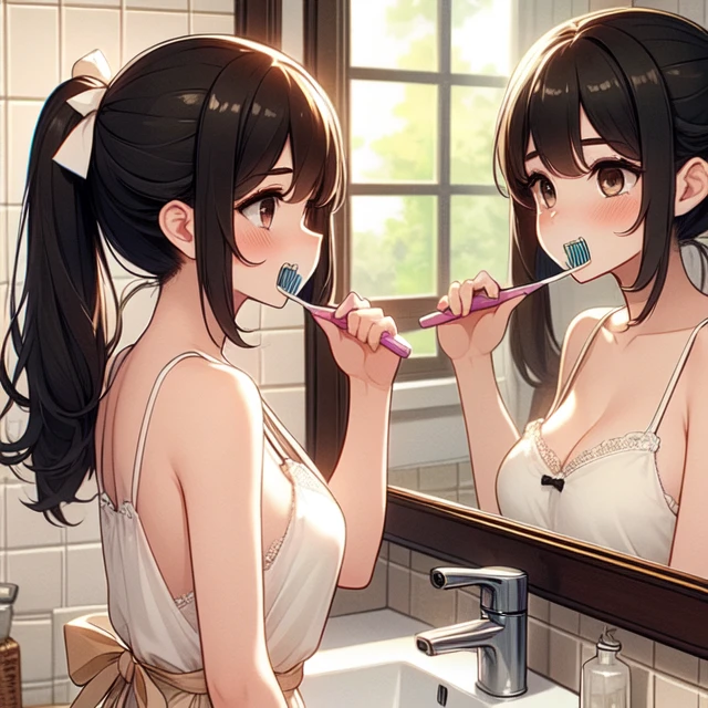 girl like brush teeth