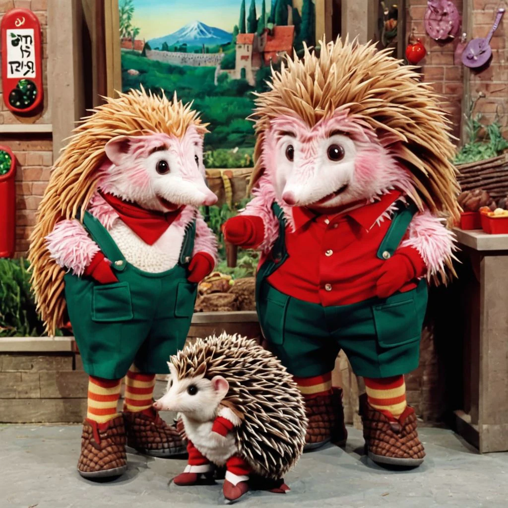 A photo of KippiBenKippod trying to seduce a cute hedgehog <lora:Kippi_Ben_Kippod_SDXL:1.0>