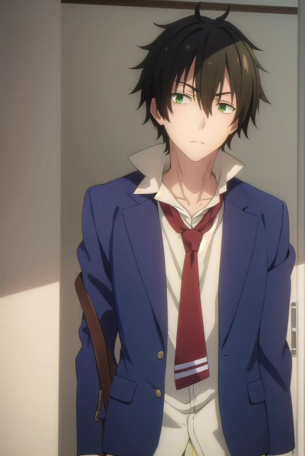 fudounomura, <lora:fudou nomura s1-lora-nochekaiser:1>,
fudou nomura, black hair, male focus, (green eyes:1.3), 
BREAK school uniform, jacket, necktie, pants, blazer, red necktie, shirt, white shirt, collared shirt,
BREAK indoors, classroom,
BREAK looking at viewer, (cowboy shot:1.5),
BREAK <lyco:GoodHands-beta2:1>, (masterpiece:1.2), best quality, high resolution, unity 8k wallpaper, (illustration:0.8), (beautiful detailed eyes:1.6), extremely detailed face, perfect lighting, extremely detailed CG, (perfect hands, perfect anatomy),