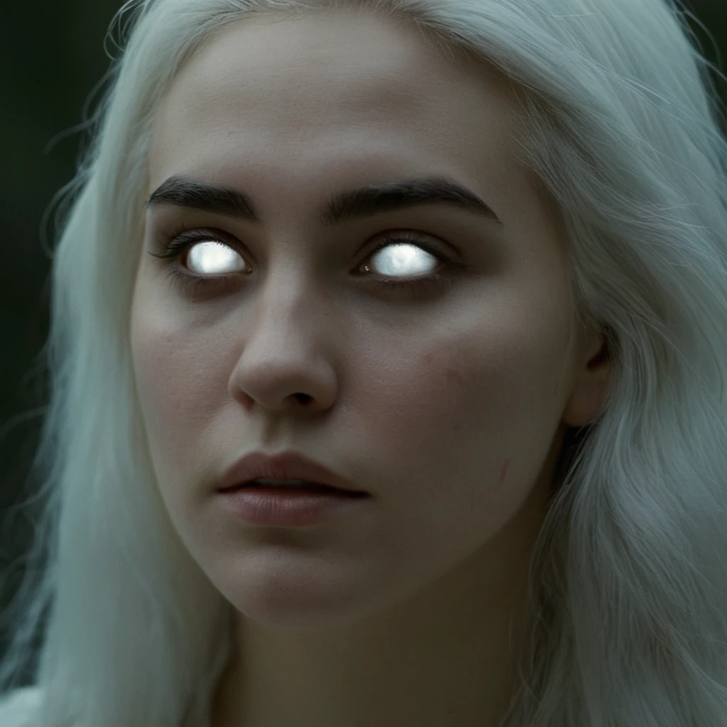 cinematic film still of <lora:white sclera v2:1> glowing white sclera iris eyes
a white eyes woman with long white hair and a creepy sad ink tear face,1girl,solo,long hair,looking at viewer,bare shoulders,white hair,artist name,signature,lips,blood,portrait,white eyes,blood from eyes white sclera, white eyes, bright eyes, hollow eyes, empty eyes, blind eyes, shallow depth of field, vignette, highly detailed, high budget, bokeh, cinemascope, moody, epic, gorgeous, film grain, grainy