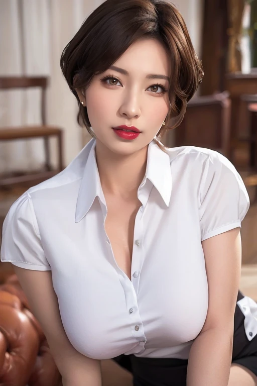 sakiokuda_jav, milf, ((mature woman)), large breasts, mature makeup, defined cheekbones, black eyeshadow, eyelashes, red lipstick, <lora:JAV_saki_okuda-000010:1>, 
detailed face, detailed eyes, attractive body, white collared blouse,
dynamite lighting, 
(ulzzang-6500:0.1), (ultimate quality, masterpiece, highres:1.0), (photorealistic, realistic:1.9),