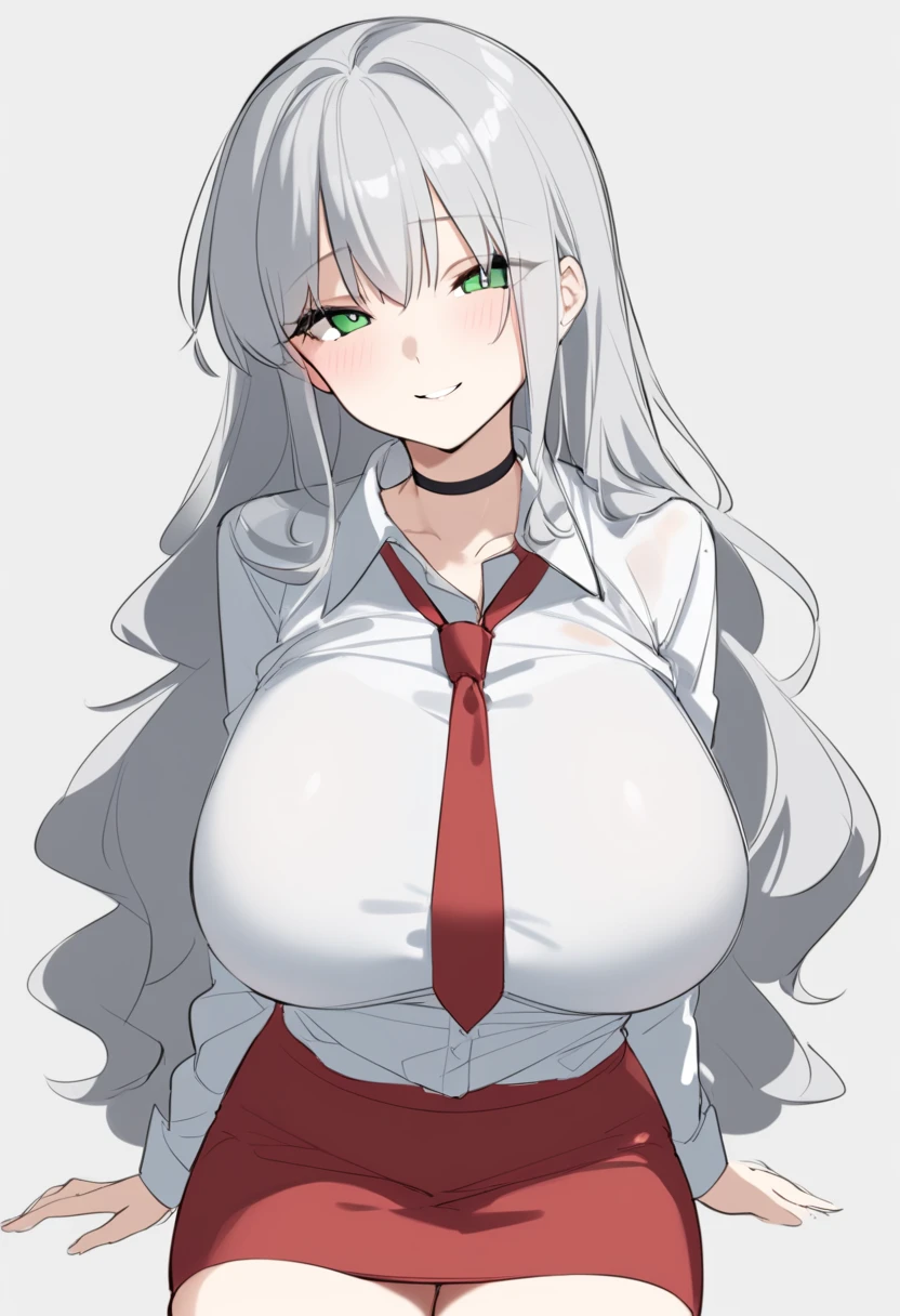 1girls big breast big breasts breasts business woman busty darkraimola girlfriend female focus gigantic breasts goddess hispanic virtual youtuber hourglass figure long hair office clothing office lady que bien come darkraimola red eyes shirt skirt thick thick ass thick legs thick thighs voluptuous voluptuous female white hair wide hips