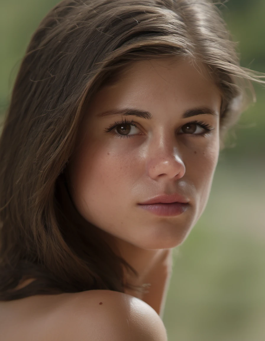<lora:little_caprice_SDXL_88files_12-8-4reps_STANDARD_Regularization_v01-000006:.9>, little caprice a woman, close-up, woman, brown eyes, brunette, natural makeup, bare shoulders, looking at camera, clear skin, daylight, bokeh background, portrait, youthful, warm tones, high-resolution image, fine details, soft lighting, neutral expression, sharp focus, 8k, high res, Masterpiece, Nikon Z9, Award - winning photograph,