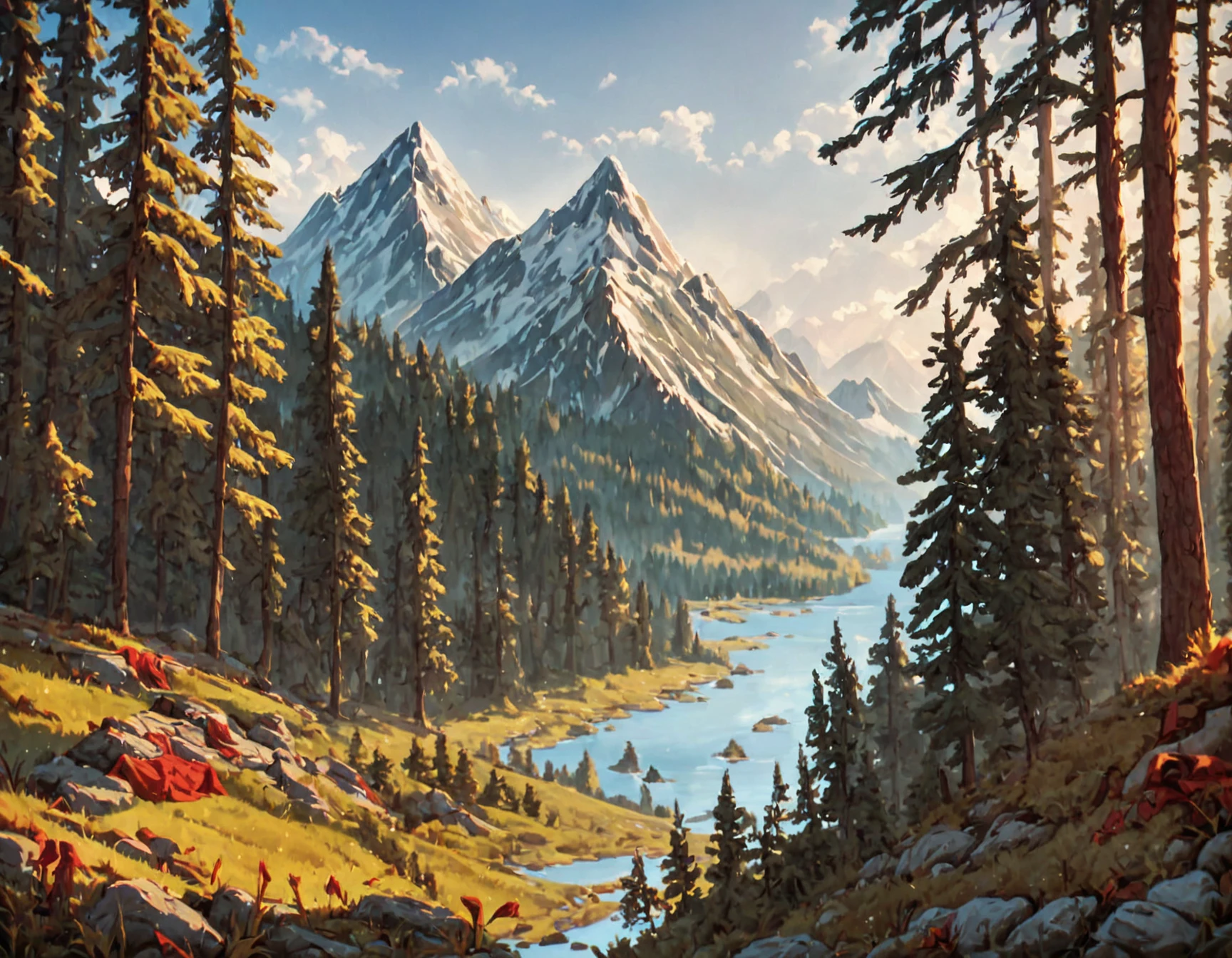 <lora:CrusaderWorldPonyXL1:1> crusaderworld, forest with mountains and rivers, score_9, score_8_up, score_7_up, score_6_up, score_5_up, score_4_up,