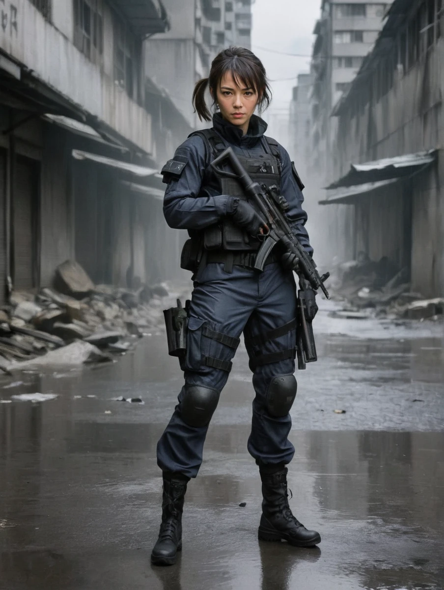 police woman, swat uniform, in post apocalyptic city, wearing mp5, hkmp5
by Eugène Girardet, shinkawa youji (strange but extremely beautiful:1.4),(masterpiece, best quality:1.4)
<lora:shinkawa_youji_xl_v1f:1>
<lora:HK_MP5_SDXLBase:1>