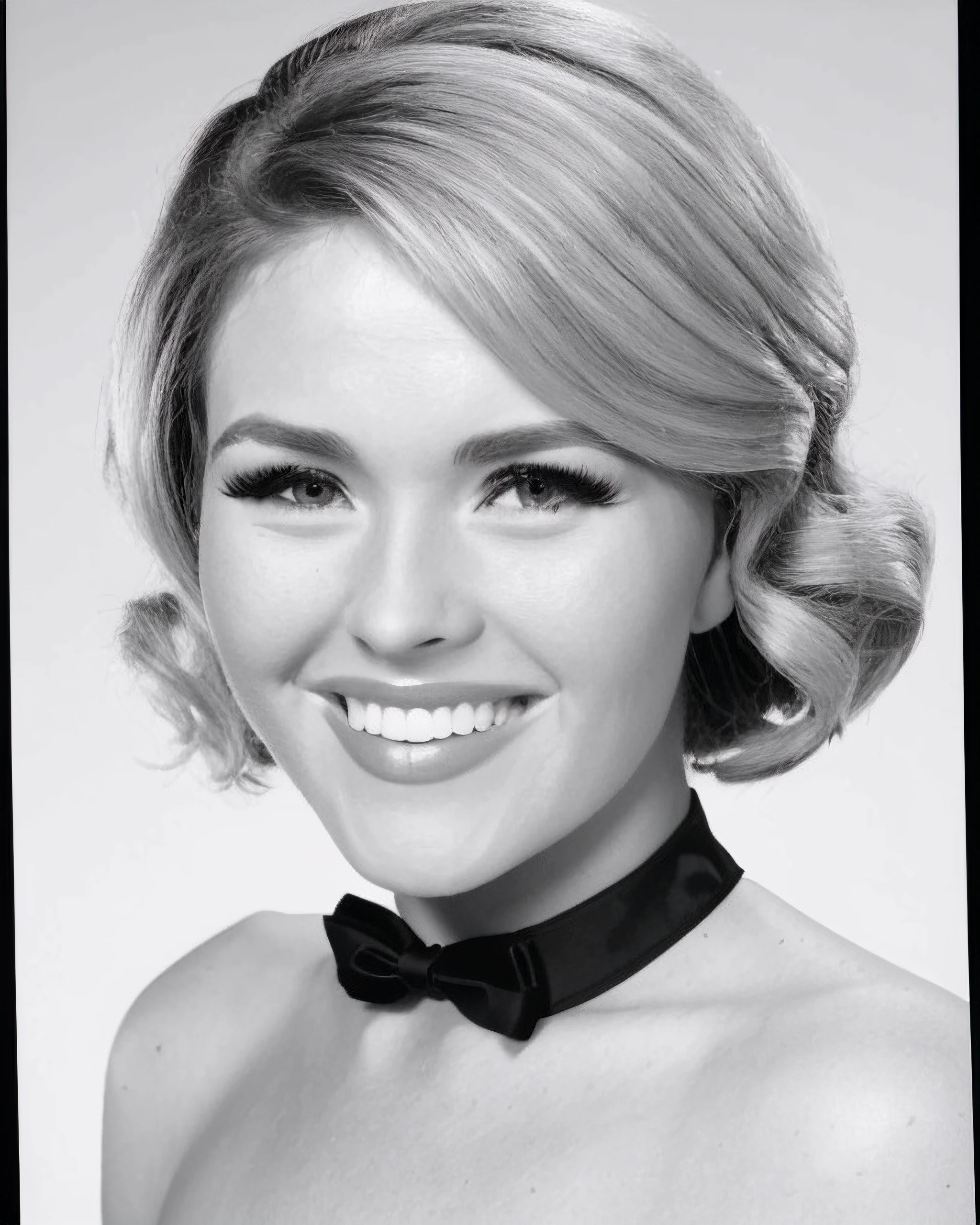 krissy, monochrome, portrait, 1950's hairdo, formal hairstyle, glamour, headshot, blonde, (looking at viewer), <happy512>, <likenesshelpbyshurik3>:0.7