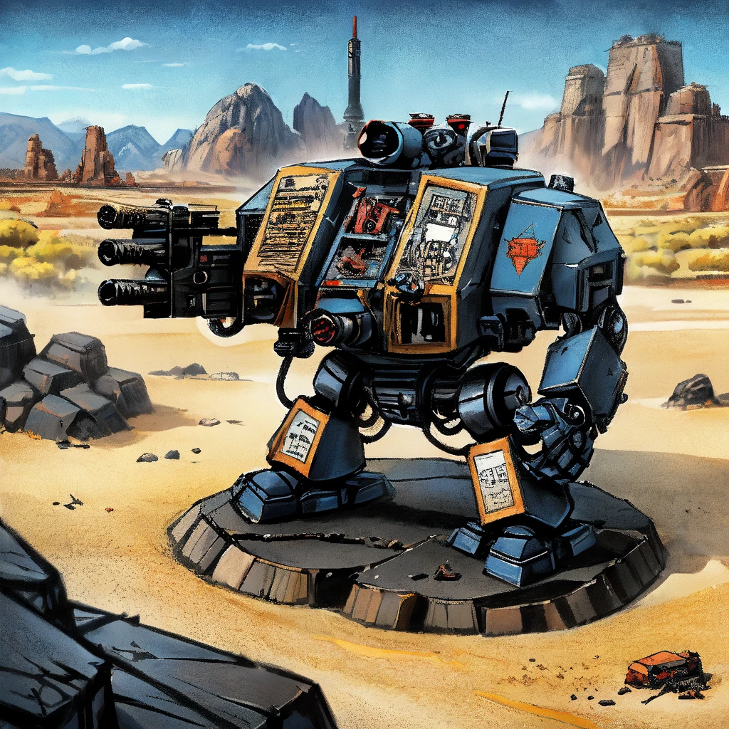 'Force Commander Gabriel Angelos : Suffer not the alien, the mutant, the heretic. Force Commander Gabriel Angelos : He who stands with me shall be my brother. Force Commander Gabriel Angelos : The planet of Tartarus is ravaged.' Written clearly across the top of the screen. a grim battle-scarred Ultramarine Space Marine helmet off, standing next to a battle-scarred Rhino combat tank in a windy desert daytime, glamour shot from low angle, (best quality,4k,8k,highres,masterpiece:1.2),ultra-detailed,(realistic,photorealistic,photo-realistic:1.37),cinematic lighting,dramatic shadows,moody atmosphere,gritty,high contrast,muted colors,worn textures,imperfections,weathered,rugged
