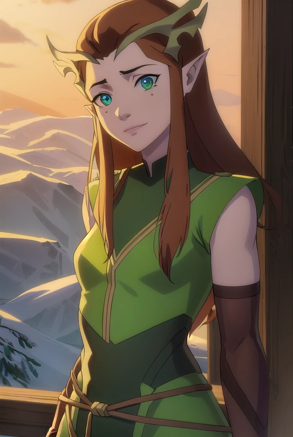keyleth, <lora:keyleth-lora-nochekaiser:1>,
keyleth, long hair, brown hair, (green eyes:1.3), pointy ears, elf, antlers, freckles, smile,
BREAK thighhighs, gloves, boots, fingerless gloves, thigh boots, brown footwear, green dress,
BREAK outdoors, forest, nature,
BREAK looking at viewer, (cowboy shot:1.5),
BREAK <lyco:GoodHands-beta2:1>, (masterpiece:1.2), best quality, high resolution, unity 8k wallpaper, (illustration:0.8), (beautiful detailed eyes:1.6), extremely detailed face, perfect lighting, extremely detailed CG, (perfect hands, perfect anatomy),