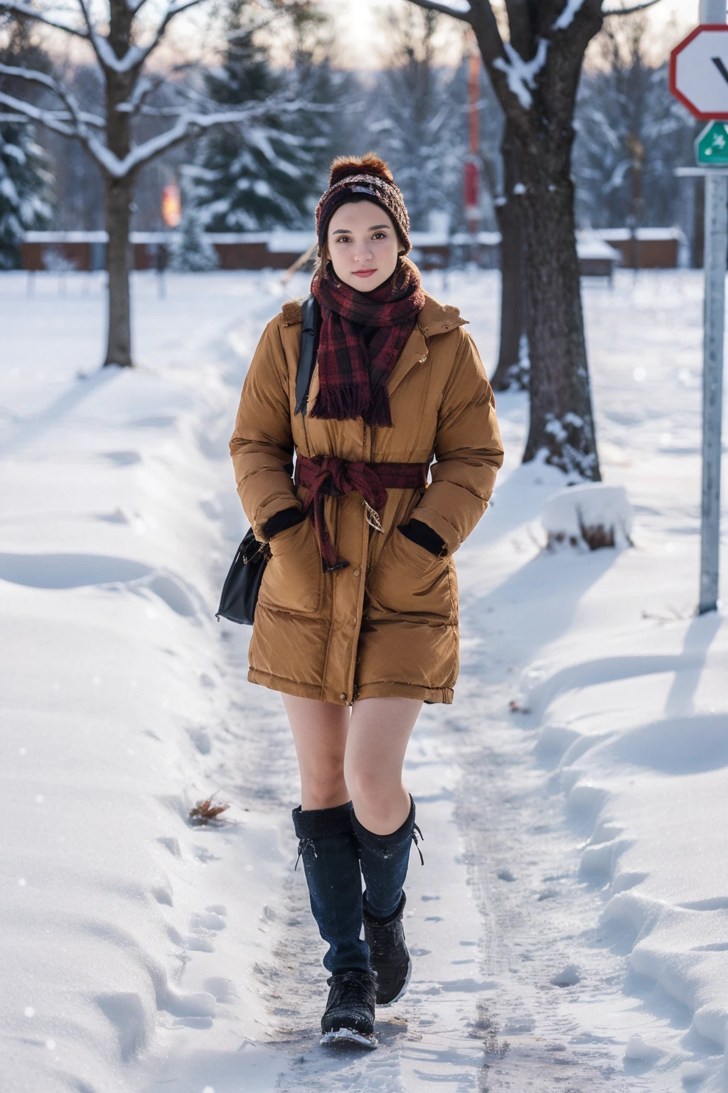 <lora:natoo:0.9> natoo, a woman walking in winter