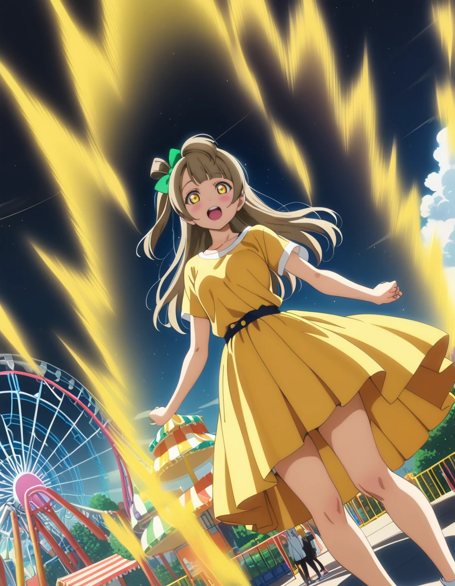 1girl,
minami kotori, love live!
casual wear,skirt,
<lora:supersaiyanauraXL3:1.1>,supersaiyanaura,(yellow aura:1.5),(aura:1.5),(energy:1.1),
amusement park,
masterpiece, best quality, ultra detailed, highres,4k,(ultra-detailed:1.4) (illustration:0.5), (ray tracing,:0.8),(anime colored:0.7),(ai-generated:0.2),