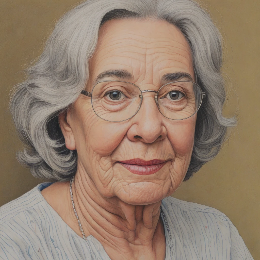 A colored pencil portrait of Myrna.