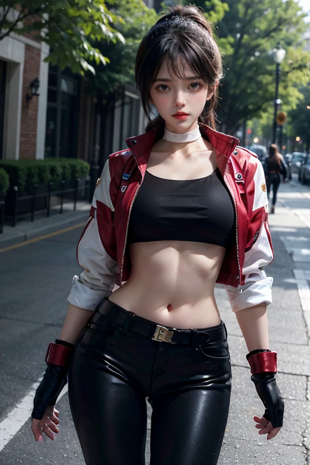 chest harness, black belt