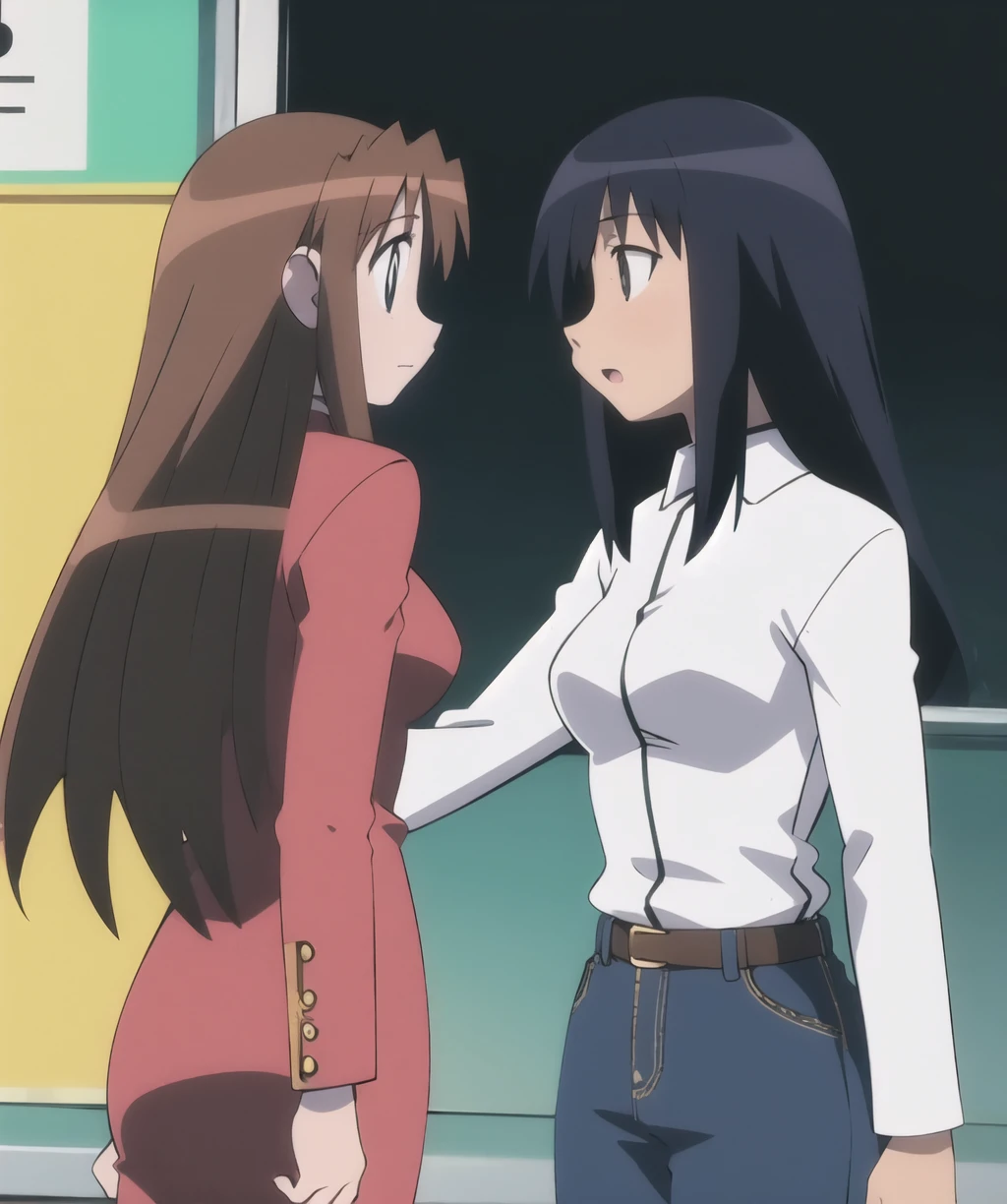 1girl,multiple girls,cowboy shot,front view,<lora:azumanga_daioh-10:1>,