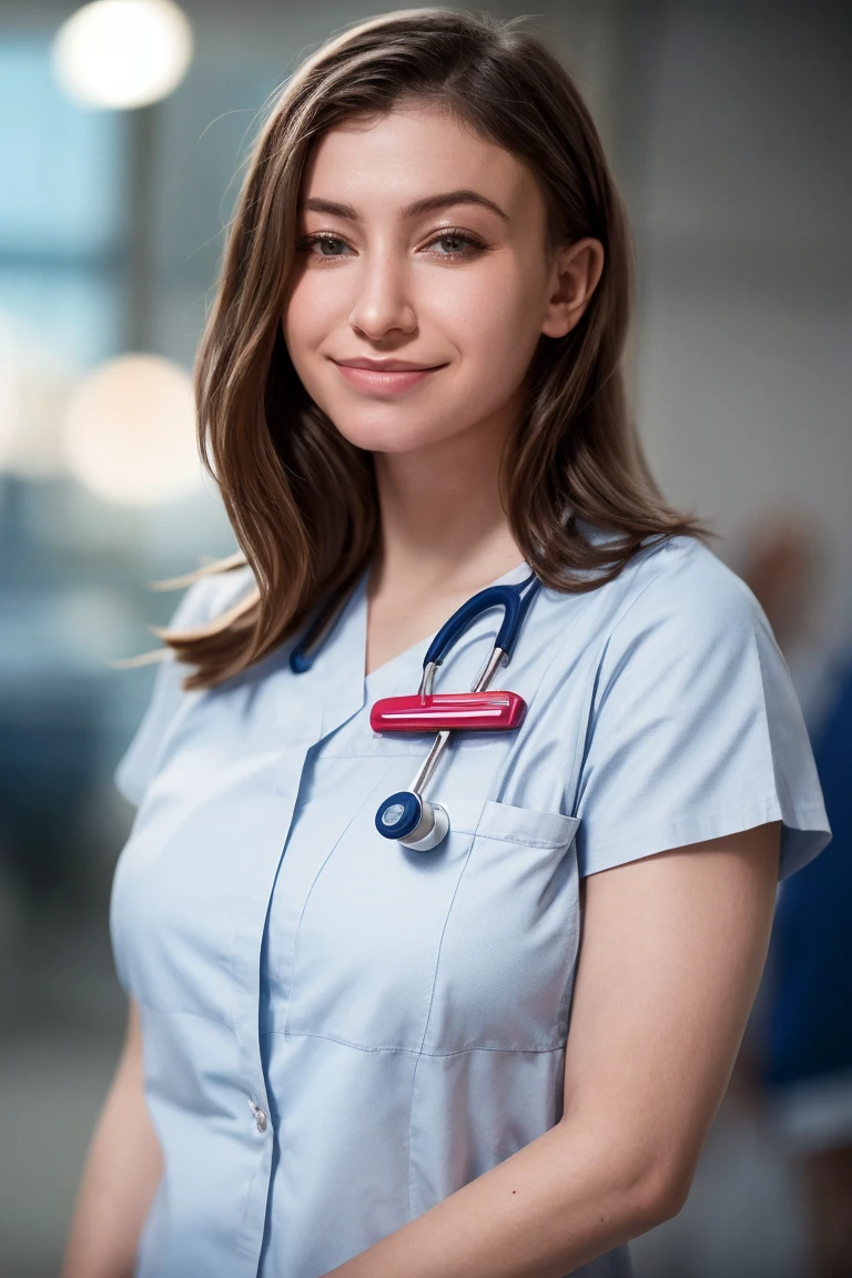1girl, solo, portrait, nurse, white scrub, smirk, hospital, blurry_background, bokeh, chromatic_aberration, depth_of_field, female focus, photorealistic, soft colors, masterpiece, high quality, (high detailed skin:1.1)
<lora:katelyn_nacon_lora_v02:1> kat99