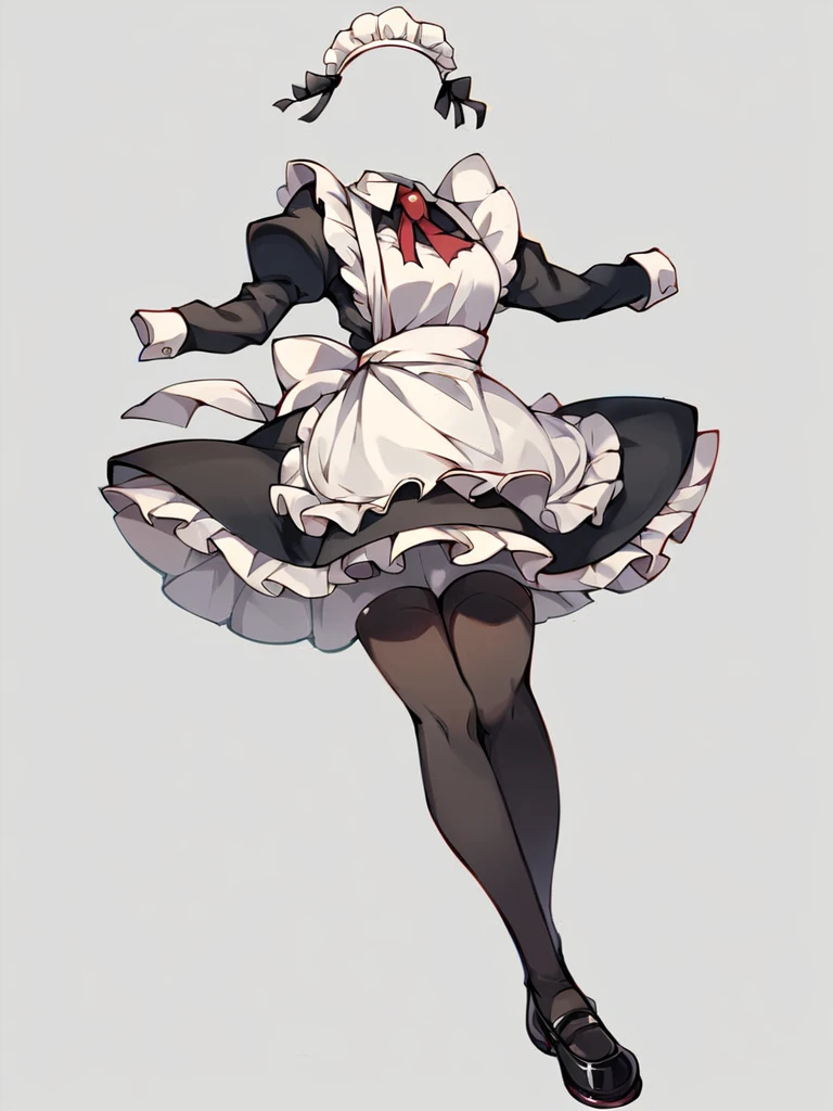 <lora:xl_Invisible person(pony)2:1>,invisible person, solo, thighhighs, 1girl, maid, white background, apron, black thighhighs, frills, simple background, shoes, maid apron, maid headdress, dress, enmaided, mary janes, zettai ryouiki, frilled apron, black footwear, score_9, score_8_up,