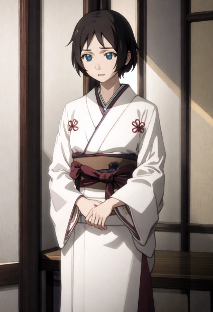 best quality, masterpiece, highres, solo, {tsuchimiya_kagura_gareizero:0.90}, {white kimono:1.35}, {red hakama:1.35}, {wide sleeves:1.20}