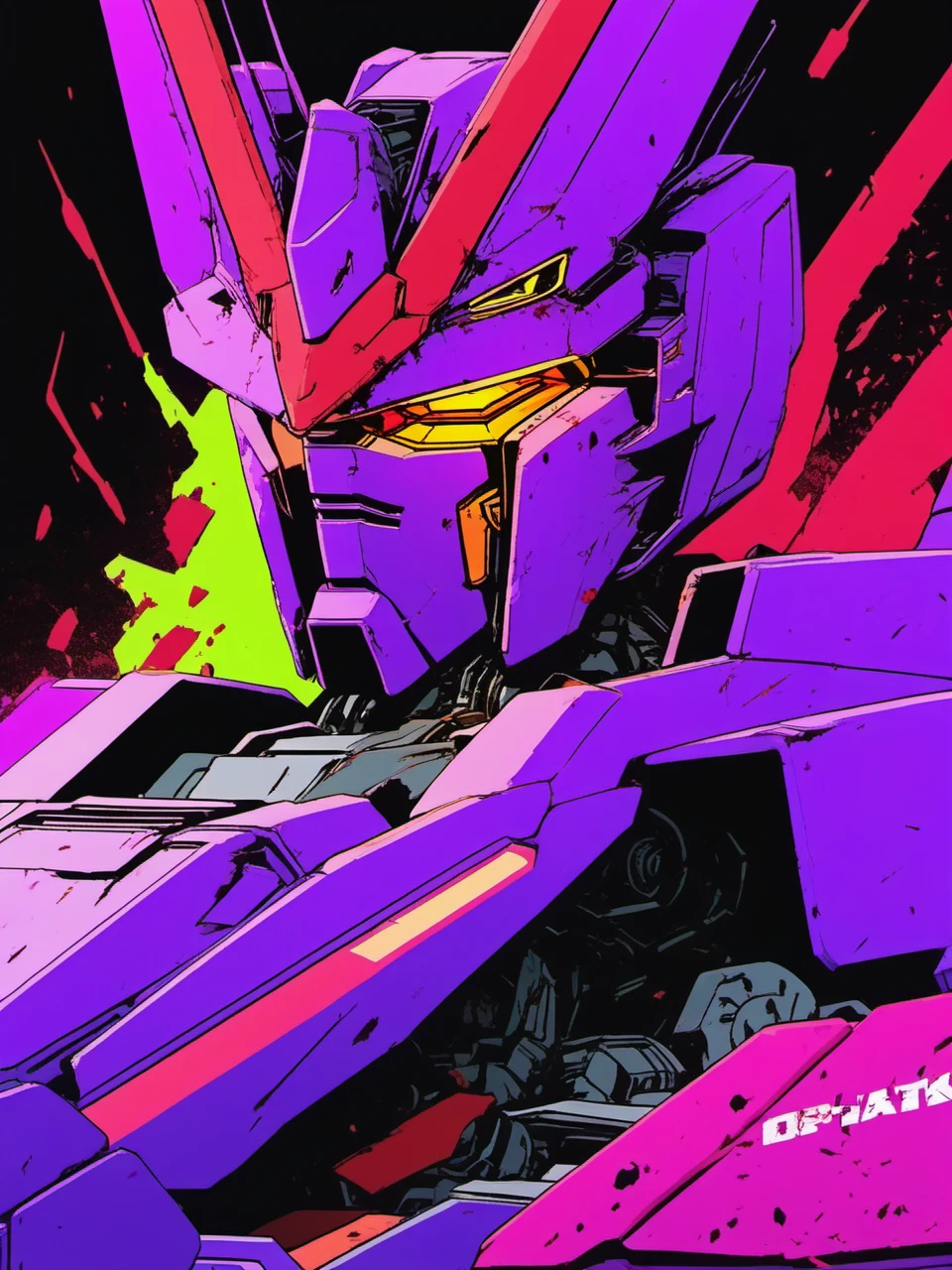 mechagirl, damaged, dirty, debris, scratches, injury, blood_splatter, no_humans, oekaki, decepticon, trembling, glowing, <lora:niniv2:0.7>