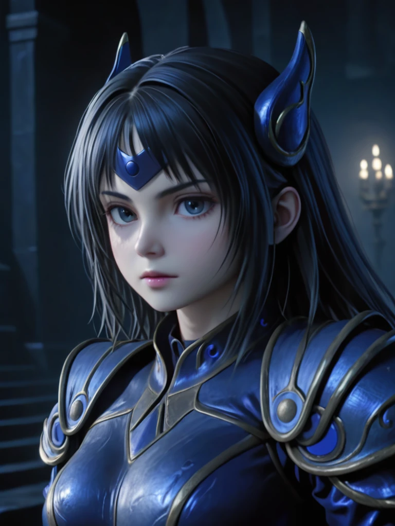 a cinematic shot of petite lodrose woman with armor and headgear, ominous lighting, (masterpiece, best quality, hyper detailed, ultra detailed, super realistic, hd, uhd, 4k, 8k, 32k, 64K)<lora:SDXL - Char - LOD_Rose-11-02-32-32-25-16:.7>
