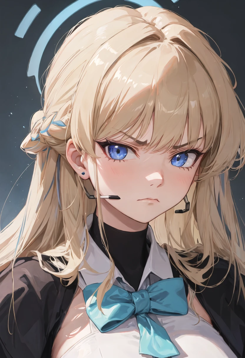 best quality, masterpiece, highres, solo, {toki_bluearchive:0.90}, angry, annoyed, portrait, looking at viewer
