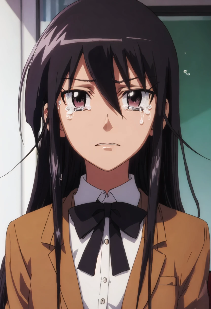 best quality, masterpiece, highres, solo, {amakusa_shino_seitokaiyakuindomo:0.90}, crying, sobbing, tears, portrait, looking at viewer